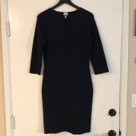 Armani Collezioni Black Navy Bodycon Long Sleeve Dress Size 8 - Picture 1 of 10